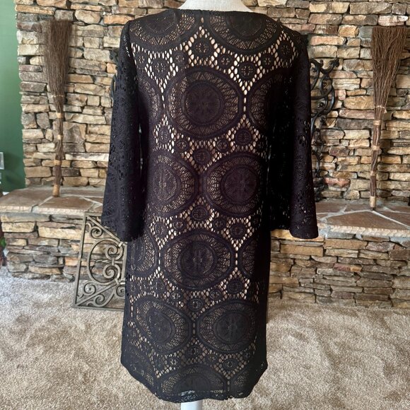 Black Lace Overlay Dress Size 8 AA Studio - Picture 8 of 9
